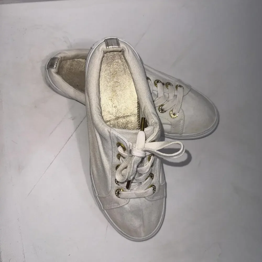 Lilly Pulitzer White Preppy Minimalist Old Money Gold Accents Mule Sneaker Sz 10
